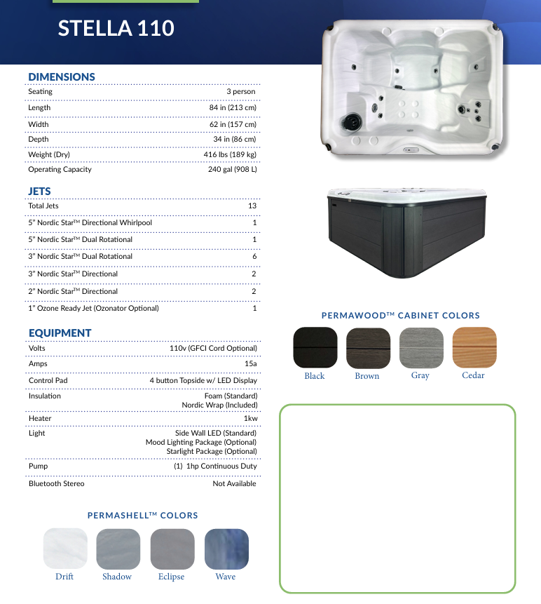 Clearence Nordic 110V Stella
